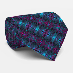 Retro Aqua Magenta und Abstrakter Schwarzer Swirl Krawatte