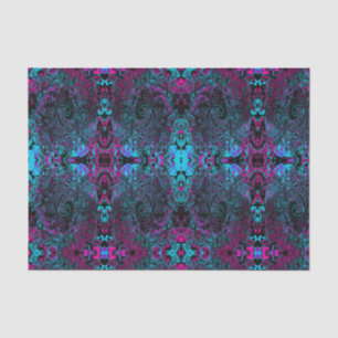 Retro Aqua Magenta und Abstrakter Schwarzer Swirl Seidenpapier