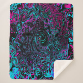 Retro Aqua Magenta und Abstrakter Schwarzer Swirl Sherpadecke