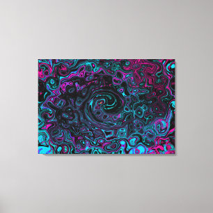 Retro Aqua Magenta und schwarze abstrakte Spirale Leinwanddruck