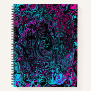 Retro Aqua Magenta und schwarze abstrakte Spirale Notizbuch