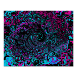 Retro Aqua Magenta und schwarze abstrakte Spirale Poster