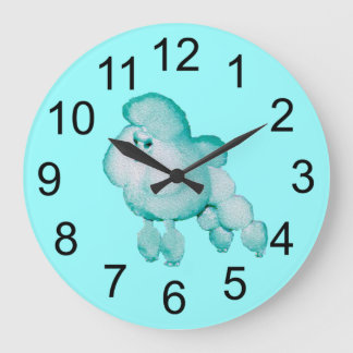 Retro Aqua Poodle Wallclock Große Wanduhr