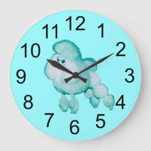 Retro Aqua-Pudel-Wanduhr Große Wanduhr