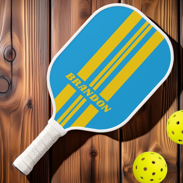 Retro Aqua Reef Doppelte Kundgebung Streifen mit N Pickleball Schläger (Von Creator hochgeladen)