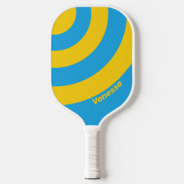 Retro Aqua Reef Drei Kreisel Streifen mit Namen Pickleball Schläger