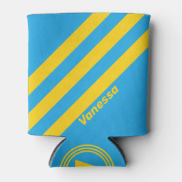 Retro Aqua Reef Drei Streifen mit Namen Dosenkühler