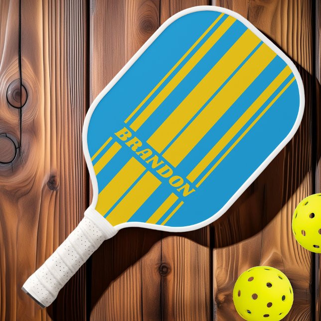 Retro Aqua Reef Dualboard Streifen mit Namen Pickleball Schläger (Von Creator hochgeladen)