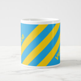 Retro Aqua Reef Three Stripes with Name Jumbo-Tasse