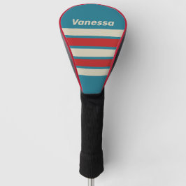 Retro Aqua Surf Across Striping with Name Golf Headcover