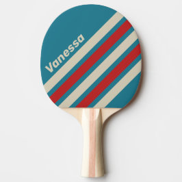 Retro Aqua Surf Angled Striping with Name Tischtennis Schläger