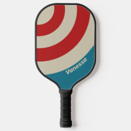 Retro Aqua Surf Circle Streifen mit Namen Pickleball Schläger