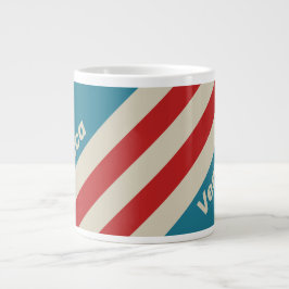 Retro Aqua Surf Stripes with Name Jumbo-Tasse