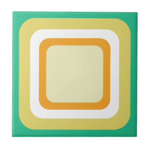 Retro Aqua Türkis Gelb Orange Weiß Fliese