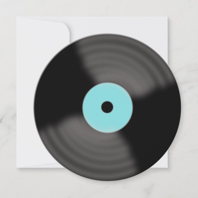 Retro Aqua Vinyl Record-Party Einladungen (Vorderseite)
