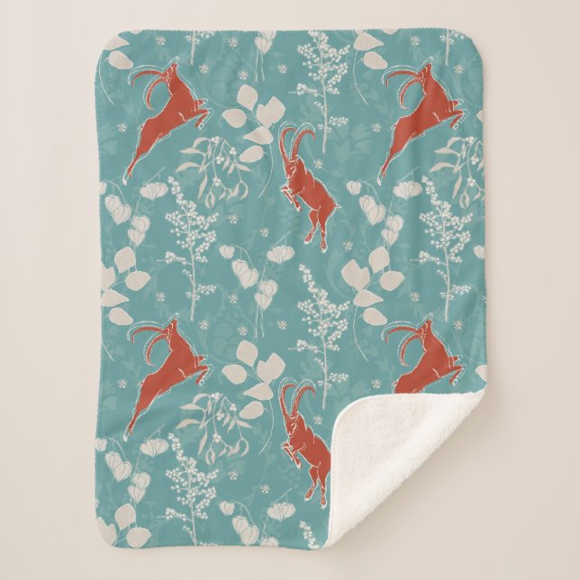 Retro Aquamarin Capricorn Zodiac Festivum Tier Sherpadecke (Vorderseite)