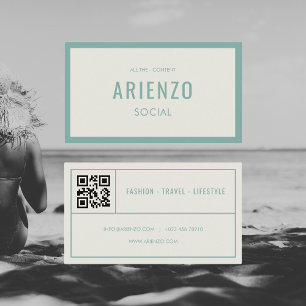 Retro Aquamarin Social Media QR Code Business Card Visitenkarte