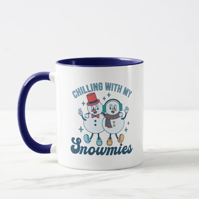 Retro Aquamarine Kälte mit meinen Schneemassen Win Tasse (Links)