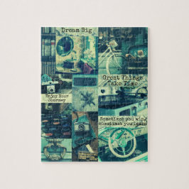 Retro-Aquamarine Moodboard-eigene Inspirationsquel Puzzle
