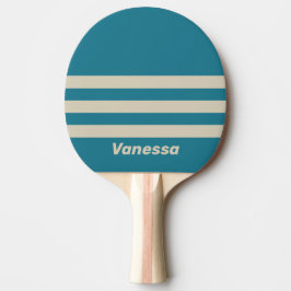 Retro Aquamarine Three Across Striping with Name Tischtennis Schläger
