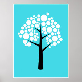 Retro Aquamarines Schwarzblasen-Baumposter Poster