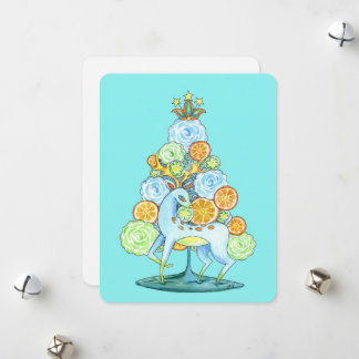 Retro Aquarell Blume Tree mit Hirschkarte Feiertagskarte