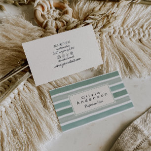 Retro-Aquarell grüne Streifen trendy neutrale Boho Visitenkarte