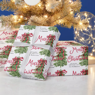 Retro-Aquarell-Roter-Bogen-Weihnachtsbaum individu Geschenkpapier