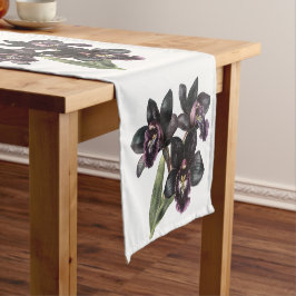 Retro Aquarell Schwarzer Orchideenrunner Kurzer Tischläufer