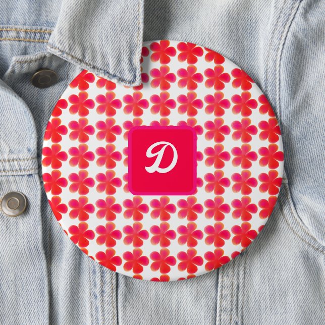 Retro-Aquarell Vintag boho blumenmonogramm Button (Beispiel)