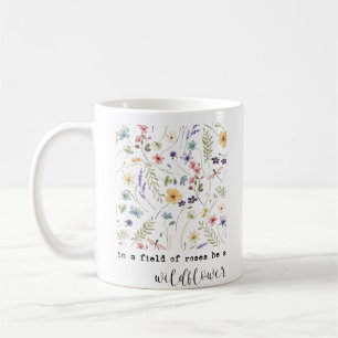 Retro-Aquarell-Wildblumen-Inspirationszitat Kaffeetasse