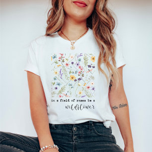 Retro-Aquarellfarben-Wildblumen Inspiration Zitat T-Shirt