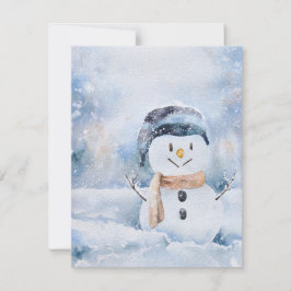 Retro Aquarellmalerei Snowman Feiertagskarte