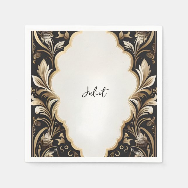 Retro Arabic Bold Damask Brautparty Serviette (Vorderseite)