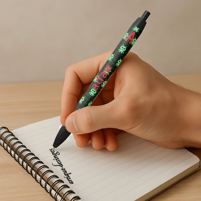 Retro Arcade Alien Pen - Individuelle Name & Initi Kugelschreiber (Von Creator hochgeladen)