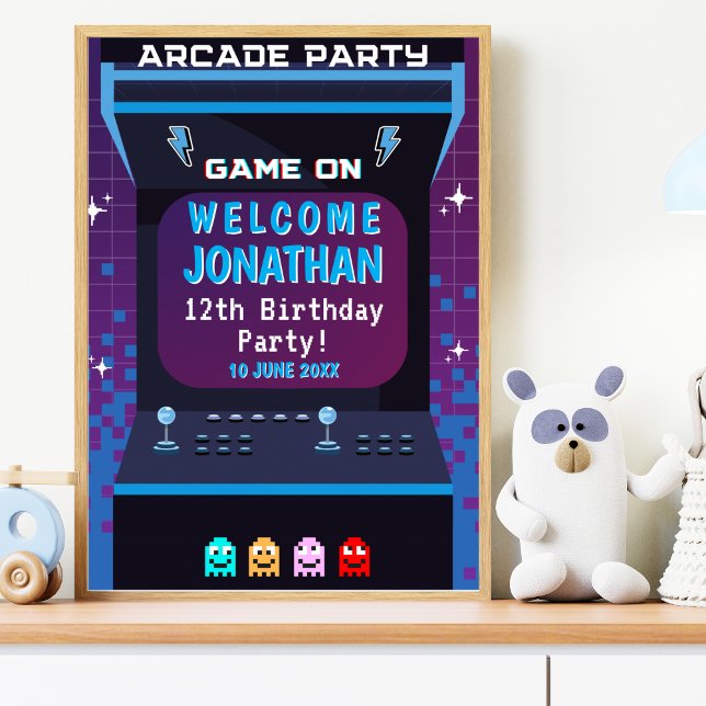 Retro Arcade Birthday  | Game On Party Decor Poster (Von Creator hochgeladen)