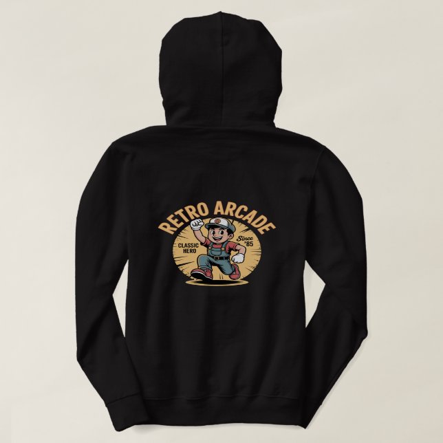 Retro Arcade Classic Hero 80s Gamer T‑Shirt Design Hoodie (Design Rückseite)