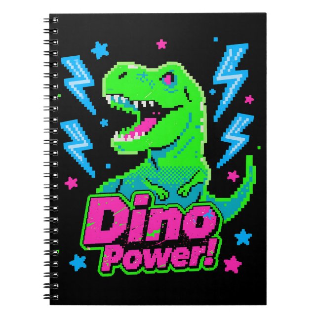 Retro Arcade Dino Power Pixel T-Rex Notizblock (Vorderseite)