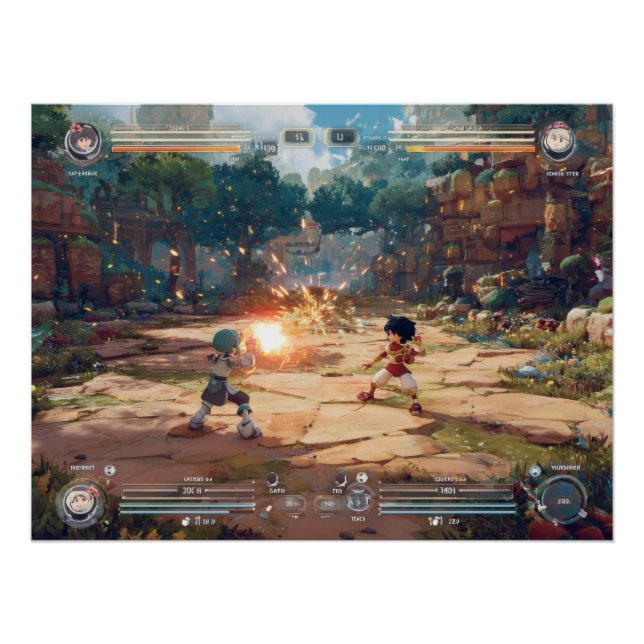 Retro Arcade Fighter Game Showdown Scene Poster (Vorderseite)