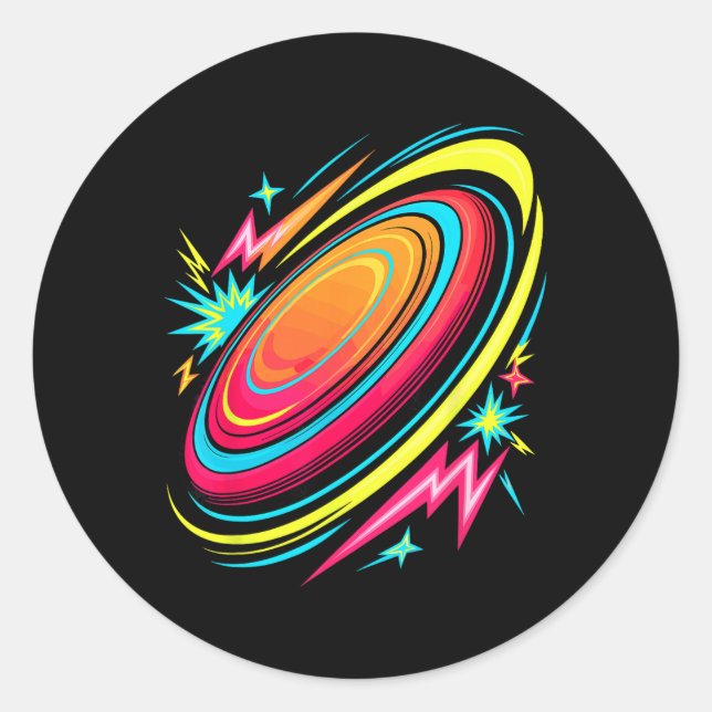 Retro-Arcade-Frisbee-Disc-Golf-Flugscheiben Golfin Runder Aufkleber (Vorderseite)
