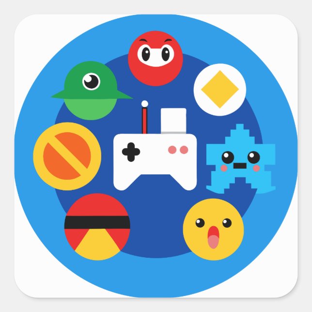 Retro Arcade Fun Quadratischer Aufkleber (Vorderseite)