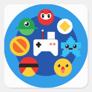 Retro Arcade Fun Quadratischer Aufkleber