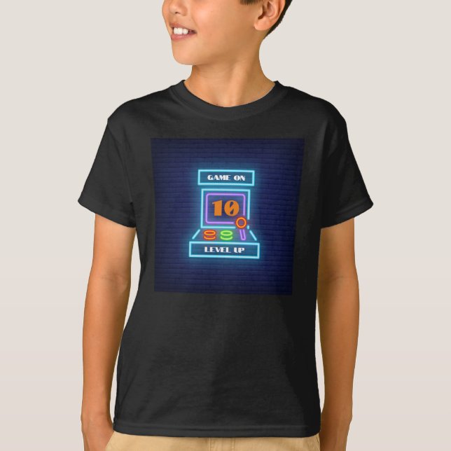 Retro Arcade Game Geburtstagsparty T-Shirt (Vorderseite)