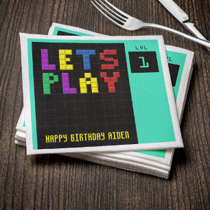 Retro Arcade Game Kids 1. Geburtstag Party Serviette