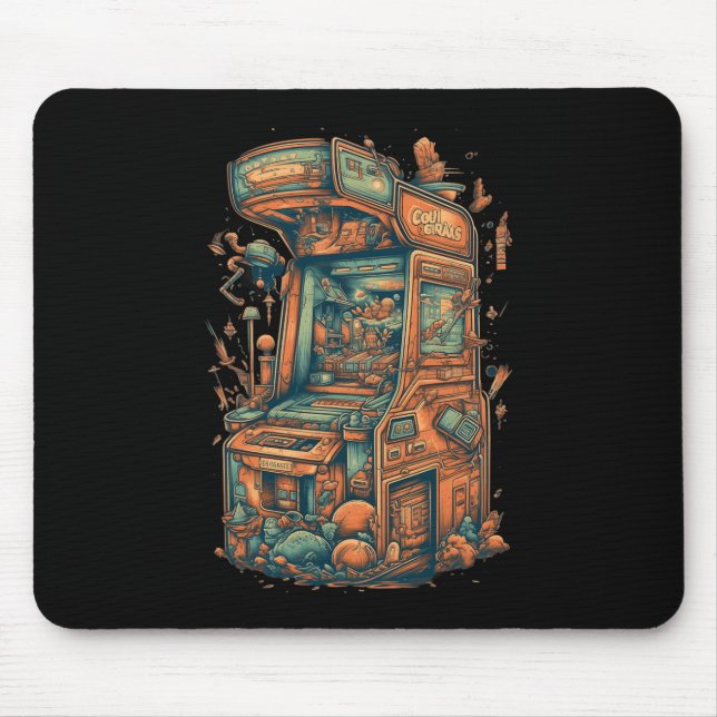 Retro Arcade Gamer Clic Gaming Arcade Machine Mousepad (Vorne)