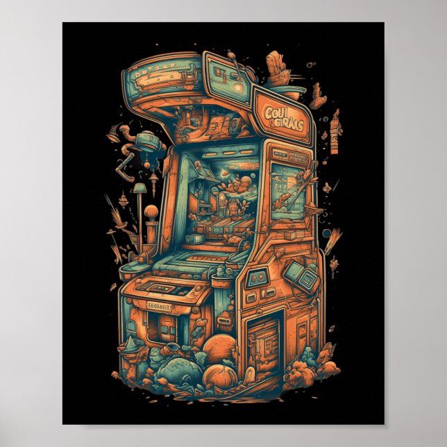 Retro Arcade Gamer Clic Gaming Arcade Machine Poster (Vorne)