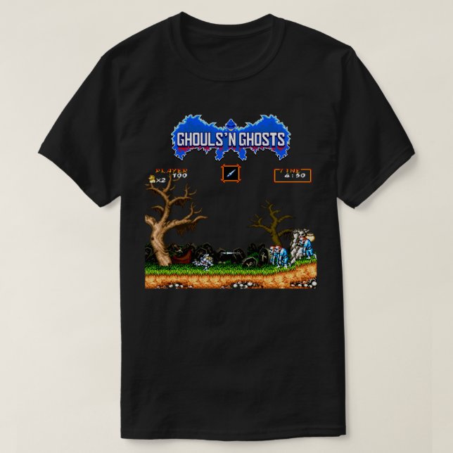 RETRO ARCADE Ghouls n Ghosts PIXEL ART T-Shirt (Design vorne)