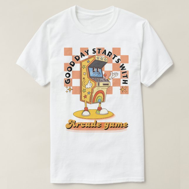 Retro-Arcade-Gut-Tag-Startet-Design T-Shirt (Design vorne)