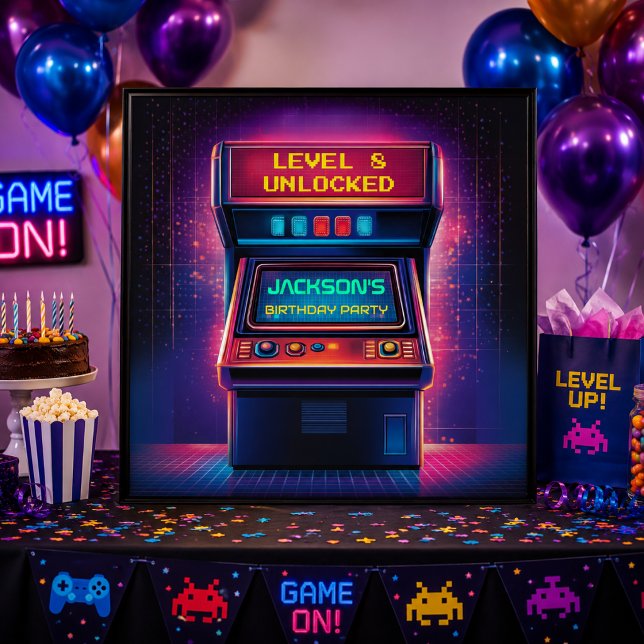 Retro-Arcade-Level-Up-Geburtstagsposter Poster (Von Creator hochgeladen)