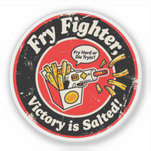 Retro-Arcade-Lichtpistole und Pommes-frites-Design Aufkleber